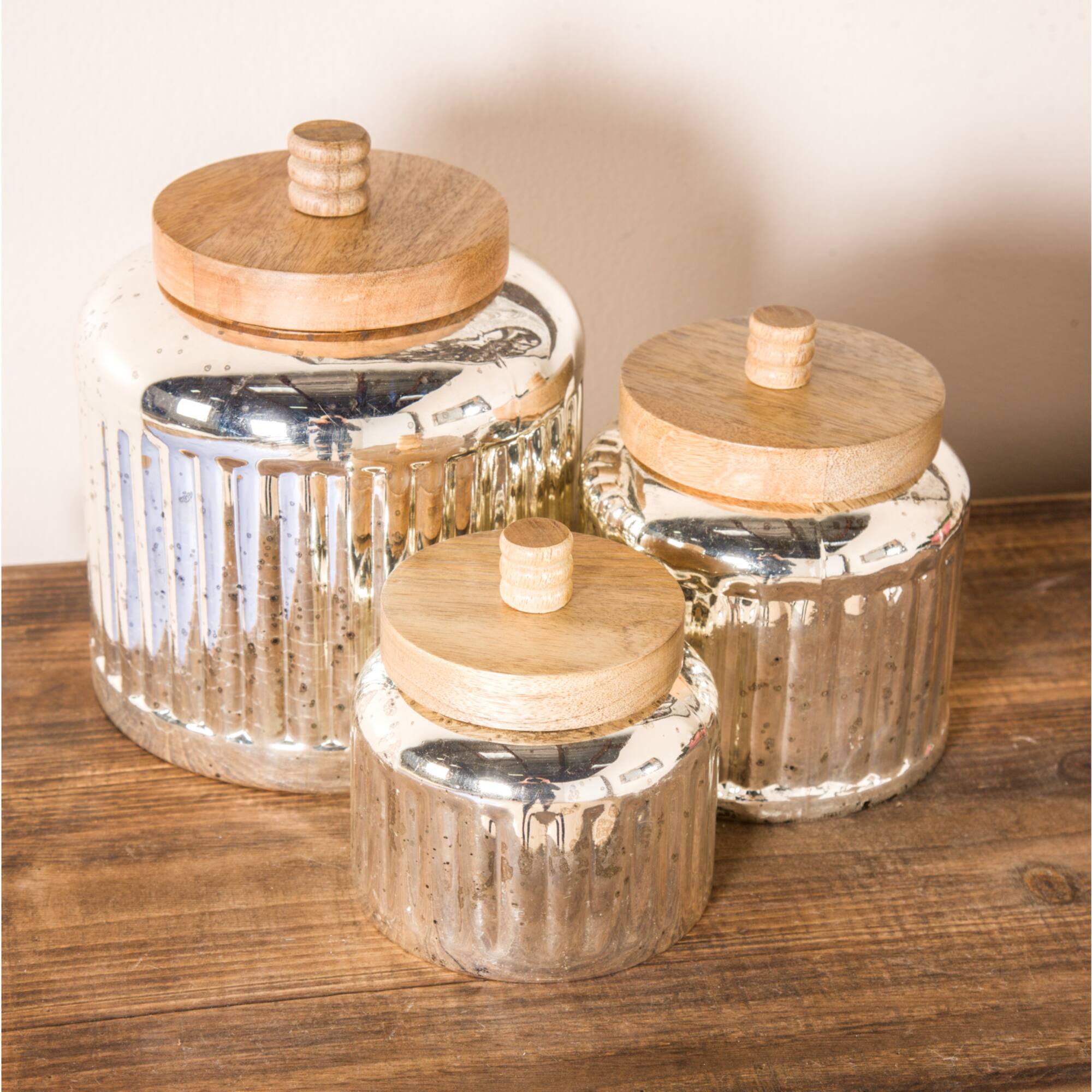 Silver Glass Farmhouse Decorative Jar Set